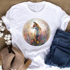 Cute Fox Shirt - Fox Print Shirt, Fox Lover Shirt, Floral Fox Shirt